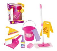 Toddler Broom and Cleaning Set, Housekeeping Pretend Tools, 8,66 x 6,42 x 5,94 pulgadas Realistic Toy Kit, Safe Sturdy Design for Girls & Boys Ages 3+, Fun Household Cleaning Play