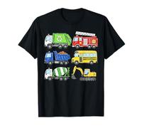 Toddler Cartoon Vehicles Trucks Bus Excavator Cute Drawing Camiseta