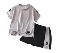 Toddler Conjunto deportivo de verano para niño, camiseta de manga corta y pantalones cortos, traje para niños, 3 - 10 años, atlético casual