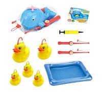 Toddler Fishing Toy Set - Inflatable Swimming Fish Pool Game with Hand Pump | Water Table Bathtub Toy for Summer Outdoor Play, Bath Time Fun & Kiddie Party Favors - Interactive Bath Game for Boys & Gi