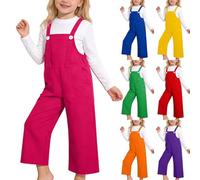 Toddler Girls Bib Overalls Cotton Painters Dungarees Kids Adjustable Spaghetti Strap Jumpsuit Loose Fit Casual Rompers Baby Girls Baggy Plain Playsuits Cargo Pants with Pockets