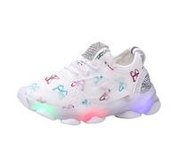 Toddler Girls Light Up Trainers Cute Kids Butterfly Slip On Mesh Walking Shoes Breathable Baby Glitter Running Sneakers Little Boys Outdoor Flashing Casual Tennis Shoes
