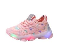 Toddler Girls Light Up Trainers Cute Kids Butterfly Slip On Mesh Walking Shoes Breathable Baby Glitter Running Sneakers Little Boys Outdoor Flashing Casual Tennis Shoes