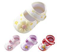 Toddler Girls Sandals Cute Flower Printed First Walking Shoes Baby Cotton Soft Sole Prewalker Non Slip Crib Flats Infant Girls Princess Mary Jane Shoes Comfortable Slippers
