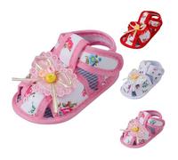 Toddler Girls Summer Sandals Cute Bow Flower Closed Toe Sandals Baby Girls Soft Sole Non Slip Floor Shoes Comfy Premium Canvas Prewalker Children Infant Beach First Walking Shoes