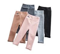Toddler Girls Thermal Leggings Fleece Lined Trousers Kids Plain Winter Warm Footless Tights Baby Girl Slim Fit Thick Cotton Pants Kid Soft Stretchy Sports Joggers