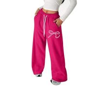 Toddler Girls Wide Leg Joggers Kids Baggy Sweatpants with Bow Print Elastic Waist Loose Fit Sports Jogging Trousers Baby High Waist Drawstring Tracksuit Bottoms with Pockets