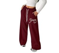 Toddler Girls Wide Leg Joggers Kids Baggy Sweatpants with Bow Print Elastic Waist Loose Fit Sports Jogging Trousers Baby High Waist Drawstring Tracksuit Bottoms with Pockets