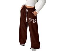 Toddler Girls Wide Leg Joggers Kids Baggy Sweatpants with Bow Print Elastic Waist Loose Fit Sports Jogging Trousers Baby High Waist Drawstring Tracksuit Bottoms with Pockets