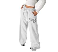 Toddler Girls Wide Leg Joggers Kids Baggy Sweatpants with Bow Print Elastic Waist Loose Fit Sports Jogging Trousers Baby High Waist Drawstring Tracksuit Bottoms with Pockets