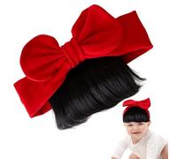 Toddler Girls Wigs, Girls Bowknot Bangs Wig Hairbands, Everyday Hairpiece, Fashionable Hair Accessories for Photography, Gathering, Home, Travel, 16,93-18,5 pulgadas
