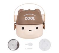 Toddler Lunch Box, Cute Bear Double-Layer Box, 800ML Small Food Container, Leakproof Design, Portion Control Friendly for Salad Breakfast Meal Prep School Daycare Work Hiking Travel