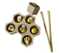 Toddler Matching Game Hand-Eye Coordination Hive Board Game with 7 Beehives & 7 Bees Educational Wood Hive for Teamwork and Social Skills Development