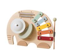 Toddler Music Toys, Elephant Musical Instruments for , Wood, Metal Educational Percussion Instruments, Interactive Sensory Activities for Boys and Girls, Early Childhood Education, 27x20cm