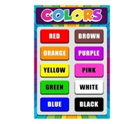Toddler & Preschool Colors Poster, Educational Classroom Wall Chart for Kindergarten, Teacher Resources & Homeschool Learning(Framed,08x12inch(20x30cm))