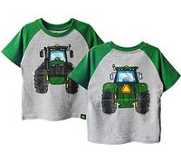Toddler Size Gray Green Short Sleeve Tractor Coming Going T-Shirt Sizes 2T 3T 4T (4T)