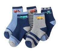 Toddler Socks for Age 3-5, 5 Pairs Thick Warm Kids Winter Socks, Mid-Tube Kids Wool with Elastic Rib Edge, Car Pattern Toddler Boy for Cold Weather