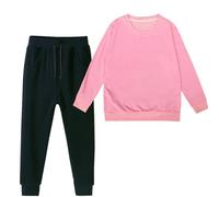Toddler Sudaderas sueltas de algodón de color liso cálido y suave, camiseta y pantalones de manga larga para niños y niñas, conjunto de 2 piezas, Rosa., 9-10 años