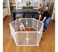 Toddleroo by North States Superyard - Patio de juegos independiente de 6 paneles, para interiores o exteriores, puerta para bebés. Fabricado en Estados Unidos. Corral de juego de esquina a esquina de