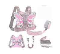 Toddlers Leash + Anti Lost Wrist Link ld Kids Safety Harness Kids Walking Wristband Assistant Strap Belt for Girl Pink Tapestry(butterfly)