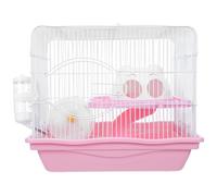 Toddmomy 1 Jaula Tipo Castillo para hámster con túnel tobogán, Rueda para Correr, Bebedero y comedero - Jaula de Dos Niveles para Mascotas pequeñas, Ideal para Ratones o jerbos (Color Rosa)