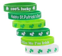 Toddmomy 1 Juego Día De San Patricio Pegatinas Favor Muñequera Banda Pulsera Palillos De Cóctel De Trébol Decoraciones Verdes Lista Joyas De Muñeca Gel De Sílice 6 Piezas