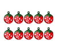Toddmomy 10 Piezas campanas de fresa coleiras para cães cachorros collares campana para que los perros suenen encanto cascabeles para perros y gatos campana de patrón de fresa planchar rojo