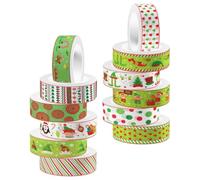 Toddmomy 12 Rollos Cinta Washi Navideña para Profesores y Planners, 12 | Washi, Fácil de Guardar y Retirar sin Dejar Rastro, para Pizarras, Scrapbooks y Cartas