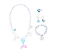 Toddmomy 1Juego Conjunto De Joyería Infantil De Sirena Collar Pulsera y Anillo Estilo Dulce Accesorios Para Bebés y Niñas