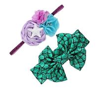 Toddmomy 2 Cintas Elásticas Para Niña Diadema De Sirenita Diadema De Sirena Lazo De Encaje Banda Para La Cabeza Tela Bronceadora