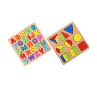 Toddmomy 2 Juegos Juguetes de Clasificación de de Madera de Bloques Geométricos con Letras y Números Educativos para Desarrollo Cognitivo y Coordinación Manual