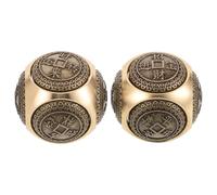 Toddmomy 2 Piezas de Juguete Antiestrés de Latón Pequeño Forma de Moneda Antigua, Giratorio de Seis Caras, Decoración Portátil para Escritorio y Oficina