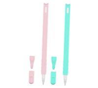 Toddmomy 2 Piezas Funda de Silicona para Pencil Diseño Gato Caricatura Compatible Segunda Generación Rosa y Azul Protección Flexible