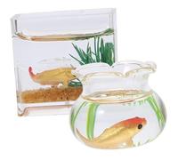 Toddmomy 2 Piezas Juguetes para Pecera Muñeca Pequeño De Colores Decoración Miniatura Artículo Juguete De Cazón Realista Escritorio Ai Peces Tanques Micro Cría Beto Equipo Vidrio