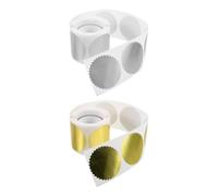 Toddmomy 2 Rollos Pegatinas de Sello Papel Plateado de 50mm Borde Dentado, Alta Adhesión y Fácil Uso para Embalaje y Gestión de Documentos