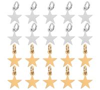 Toddmomy 20 colgantes de estrella de acero inoxidable: colgantes en forma de estrella plateados y dorados con anilla abierta, suministros para la elaboración de joyas, pulseras, collares y