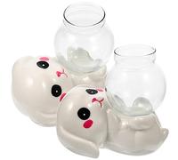 Toddmomy 2piezas Jarrón De Cerámica con Forma De Conejo De para Mesa De Oficina Macetero Hidropónico Adecuado para Jarrón Decoración De Escritorio