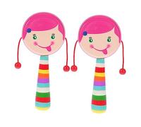 Toddmomy 2Piezas Juguete de Madera para Bebés Diseño de Dibujos Animados Juguete Musical para Desarrollo de Coordinación Mano- y Comunicación Familiar