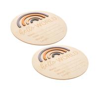 Toddmomy 2piezas Tarjetas de Mes Mensual Letrero de Madera Diseño de Arcoíris para Tarjetas para Bebés Letrero para Anunciar el Nacimiento Recién Nacido Accesorios para Fotografías