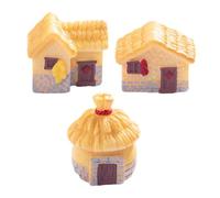 Toddmomy 3piezas Casas de Pueblo Miniatura Estilo Rústico con Tejado de Paja para Decoración de Jardín DIY Figuras Artesanales Vintage