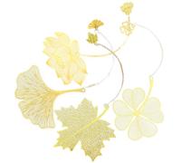 Toddmomy 4 Marcadores Metálicos Dorados en Forma de Hoja, Prácticos, Finos y Ligeros, Ideales para Regalar a Compañeros y Personas Amantes la Lectura