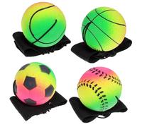 Toddmomy 4 Piezas Bola Hinchable Estrujar Deporte Pulsera Blando Juguetes Pelota De Rebote De Muñeca Bola De Retorno De Béisbol Muñeca De Retorno De Béisbol Caucho