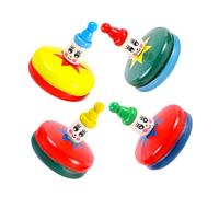 Toddmomy 4 Piezas Juguete de Peonza de Madera con Diseño de Dibujos Animados de Manual Giroscopio Antiestrés para Interiores y Exteriores