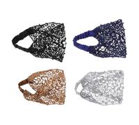 Toddmomy 4piezas Diadema de Perlas Encaje Pañuelo Pelo Conjunto de Diademas Accesorios Cabello de Mujer Banda Ancha Vintage para Diversas Ocasiones