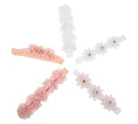 Toddmomy 5 Piezas Diademas para Niña Recién Nacido con Flores de Gasa y Cuentas Rosas Decorativas Elásticas y Suaves para Niñas Cómodas para Fiestas y Estilismo Diario