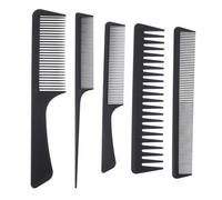 Toddmomy 5 Piezas Peine de Fibra de Carbono Negro para Peluquería Profesional, Ligero y Detallado, Adecuado para Salones y Barberías