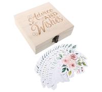 Toddmomy 50 tarjetas de predicción para baby shower: tarjetas con consejos y deseos, con caja de madera para decorar fiestas de baby shower de nuevos padres.