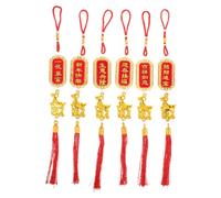 Toddmomy 6 Colgantes de bonsái para el Año Nuevo Chino - Decoraciones Colgantes para el Festival de Primavera, Decoraciones para el árbol Lunar del Año de la Cabra 2027 con Borla roja