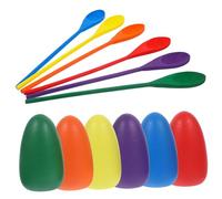 Toddmomy 6 Piezas Huevos de Madera agitación nerviosa sensorial Chico Tren de Huevo y Cuchara Juegos de Cuchara de Huevo Juego de de relevos