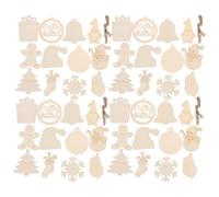 Toddmomy 60 adornos navideños de madera sin terminar, recortes en blanco para manualidades.